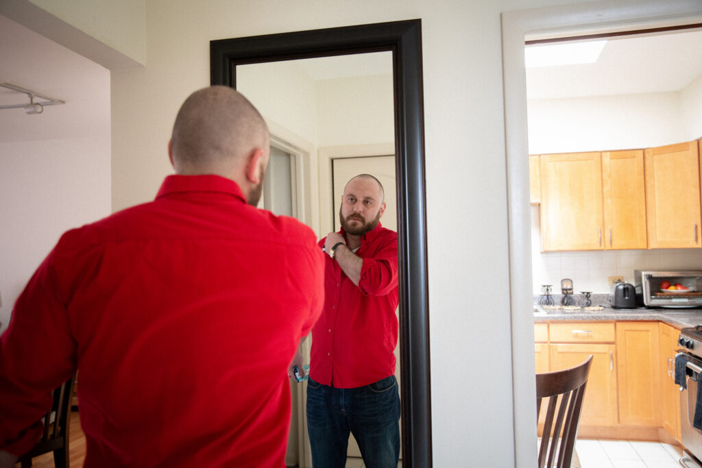 Dimitar at his apartment in Chicago, IL
