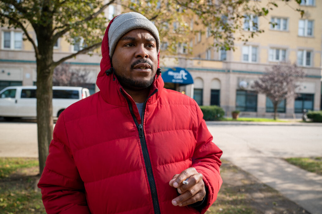 Daniel outside of Albany Care in Evanston, IL